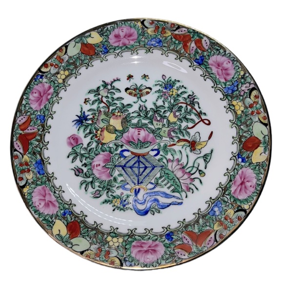 Other - VINTAGE HAND PAINTED PLATE BUTTERFLIES, FLOWERS,FOLIAGE w KITE & GOLD TRIM 10”